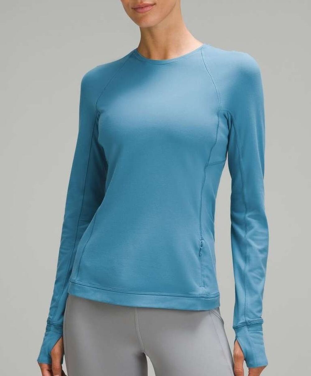 Lululemon Its Rulu Run Long Sleeve Shirt Size 6 Teal Blue Running Outdoor Active